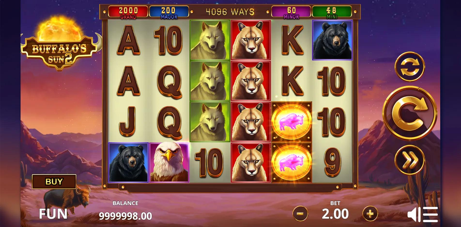 Buffalo's Sun 2 slot gameplay screenshot
