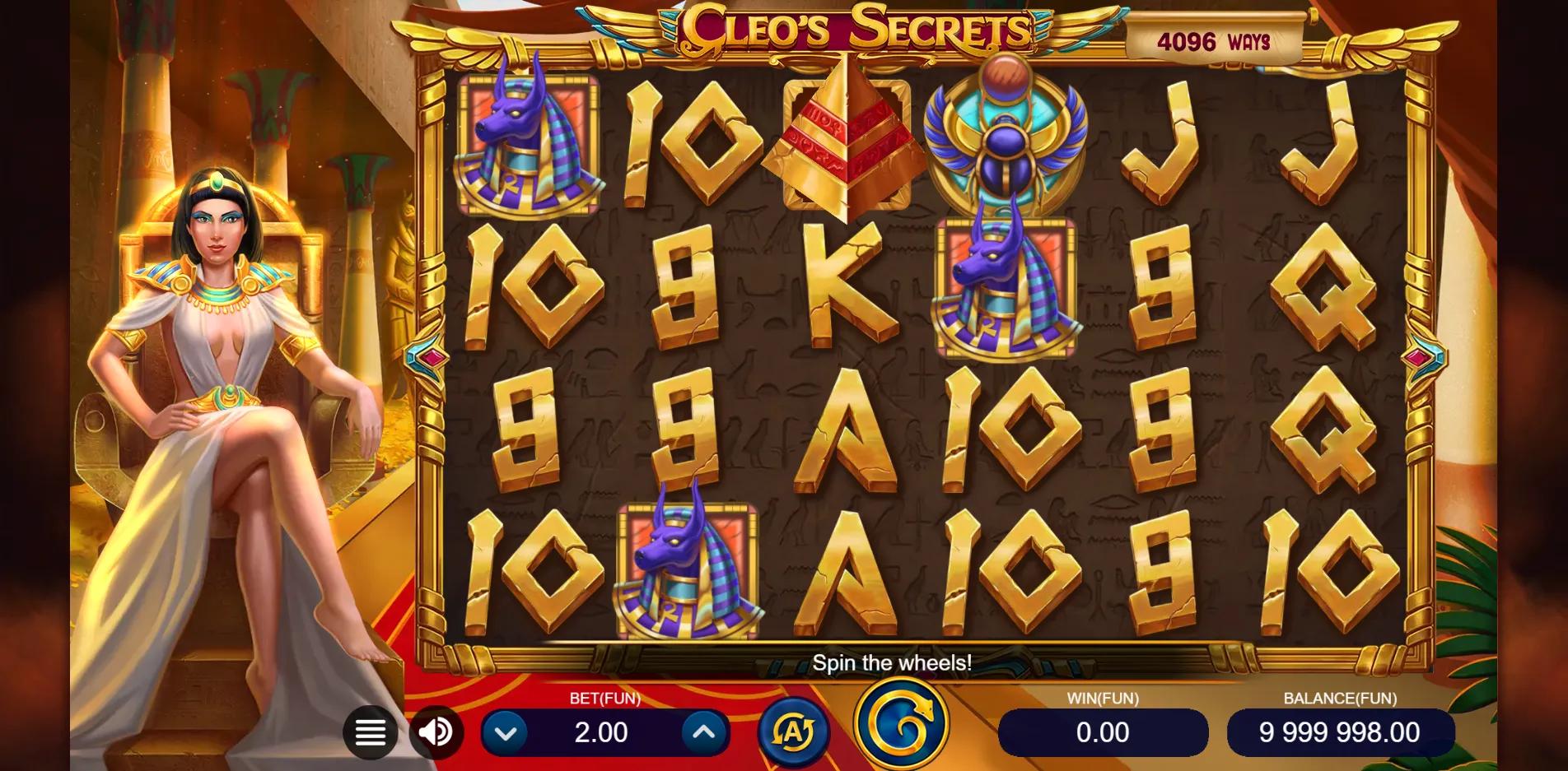 Cleo's Secrets slot gameplay screenshot