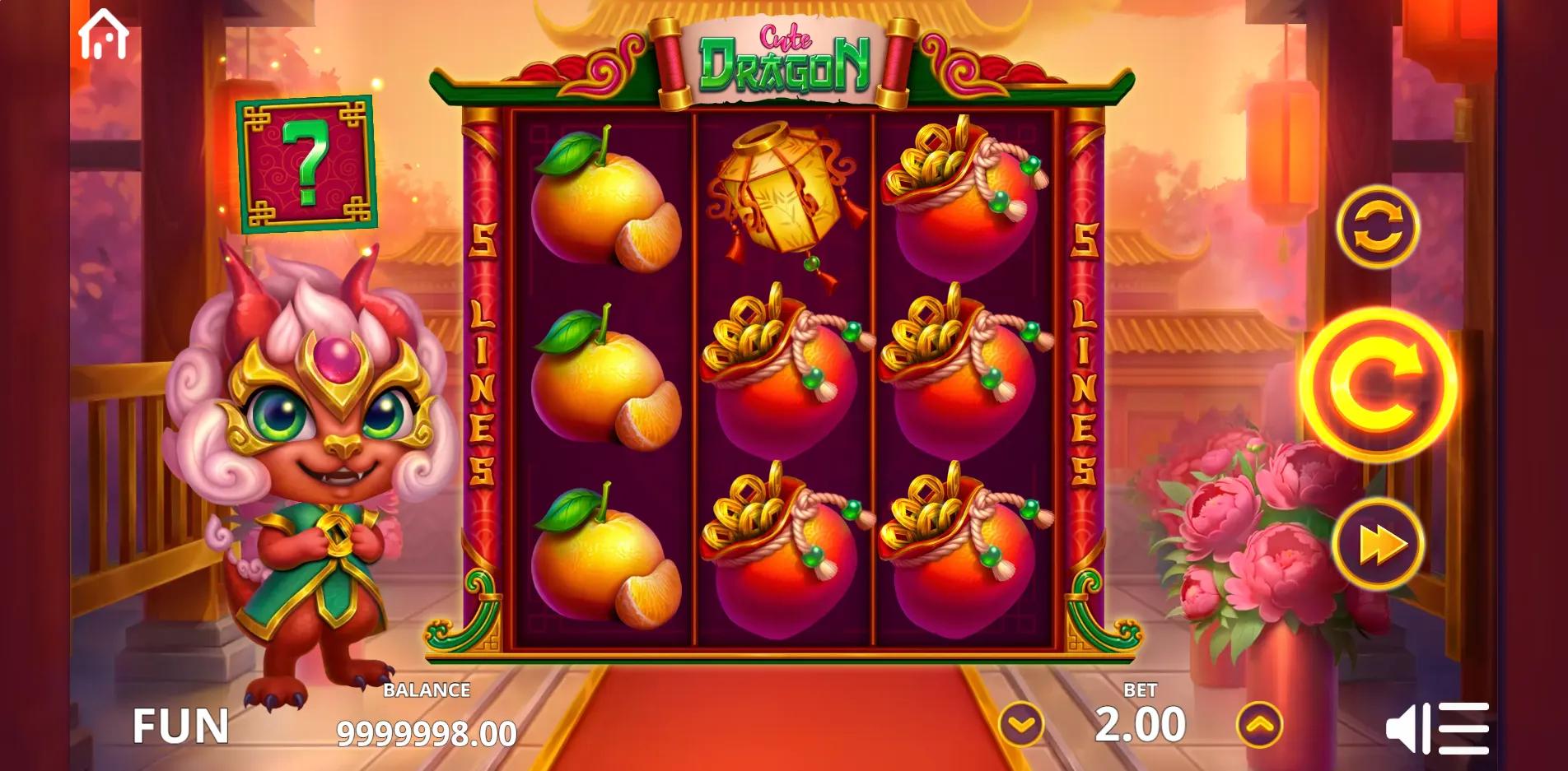 Cute Dragon slot gameplay screenshot
