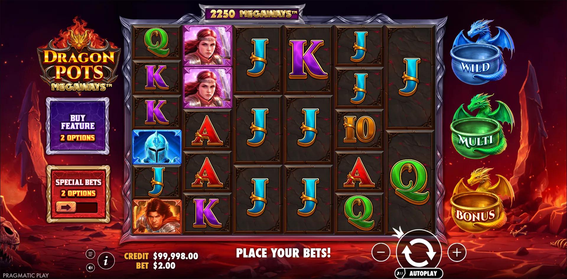 Dragon Pots Megaways slot gameplay screenshot