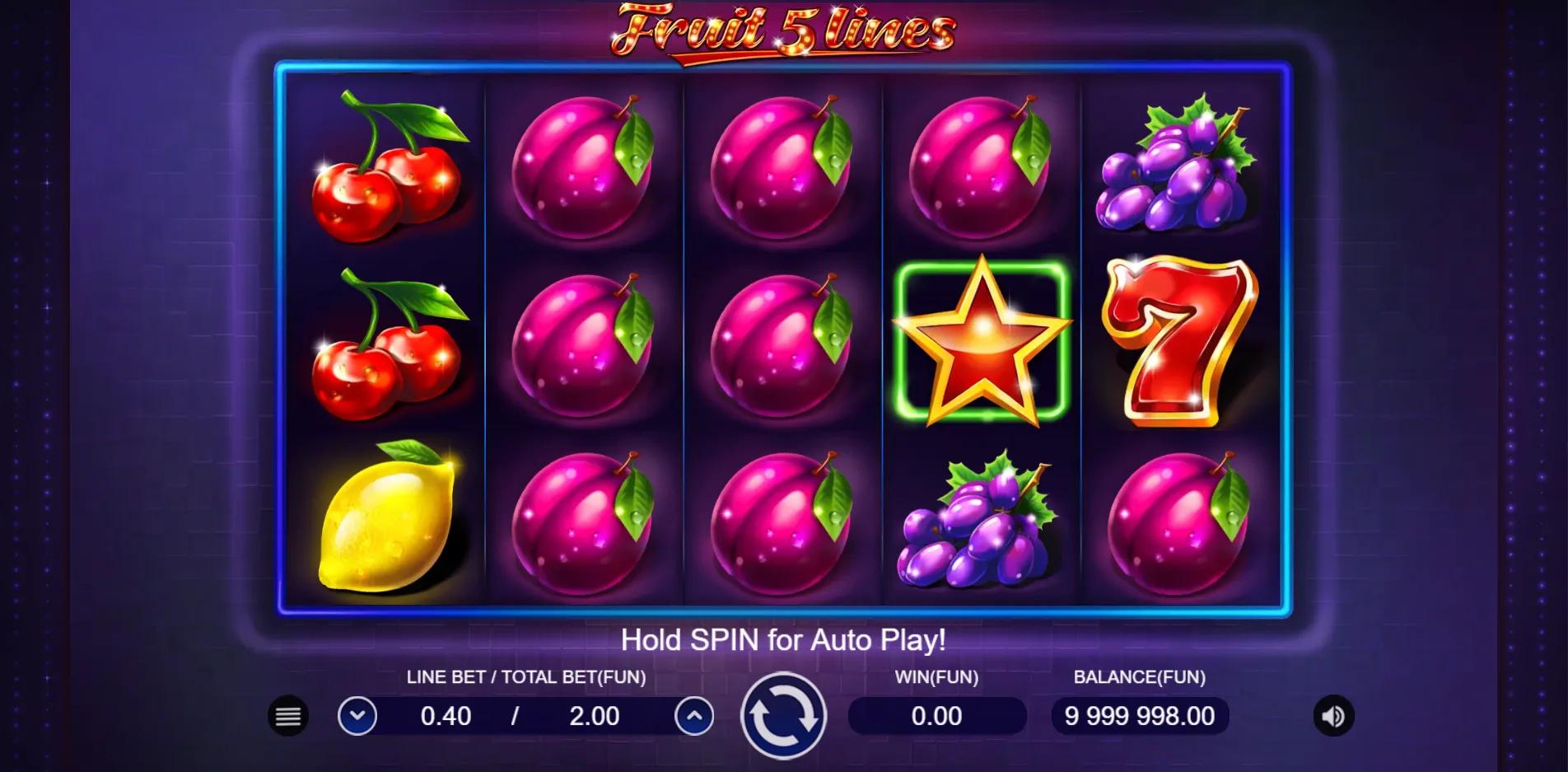 Fruit 5 Lines slot gameplay screenshot