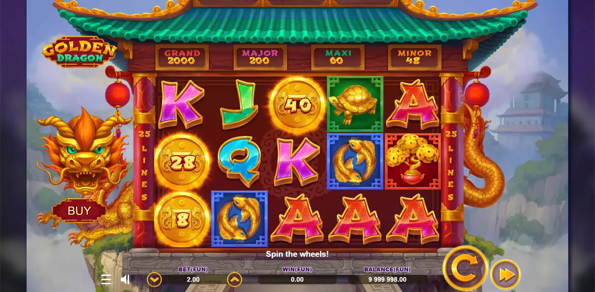 Golden Dragon slot gameplay screenshot