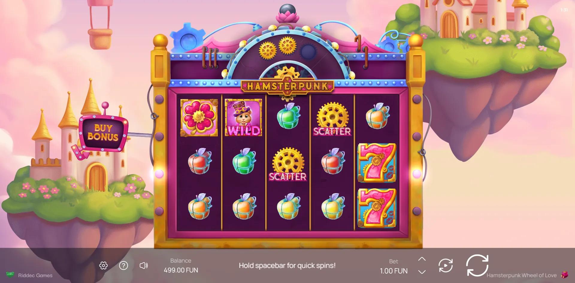 Hamsterpunk Wheel of Love slot gameplay screenshot
