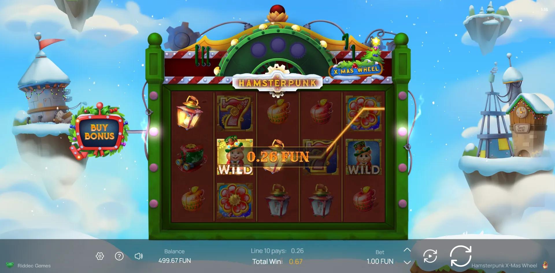 Hamsterpunk X-mas Wheel slot gameplay screenshot