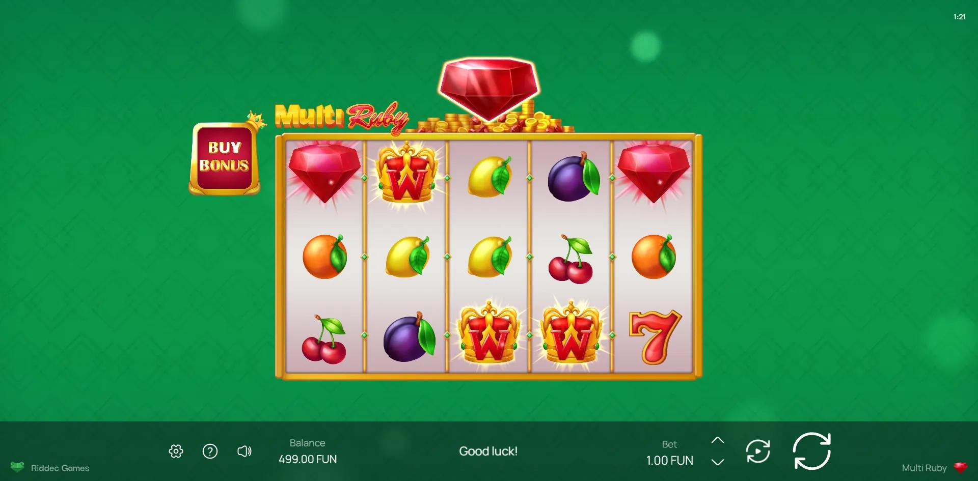 Multi Ruby slot gameplay screenshot