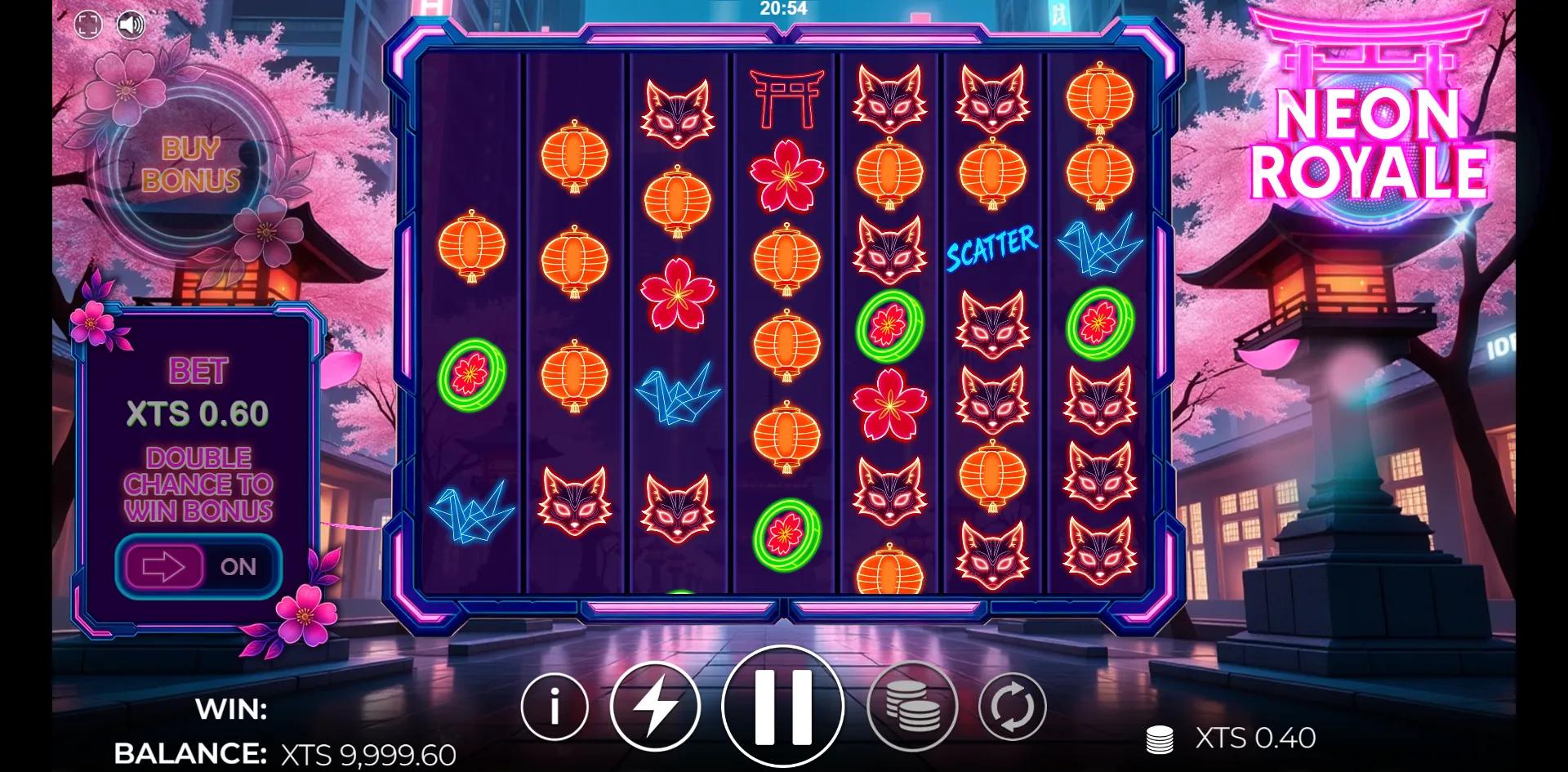Neon Royale slot gameplay screenshot