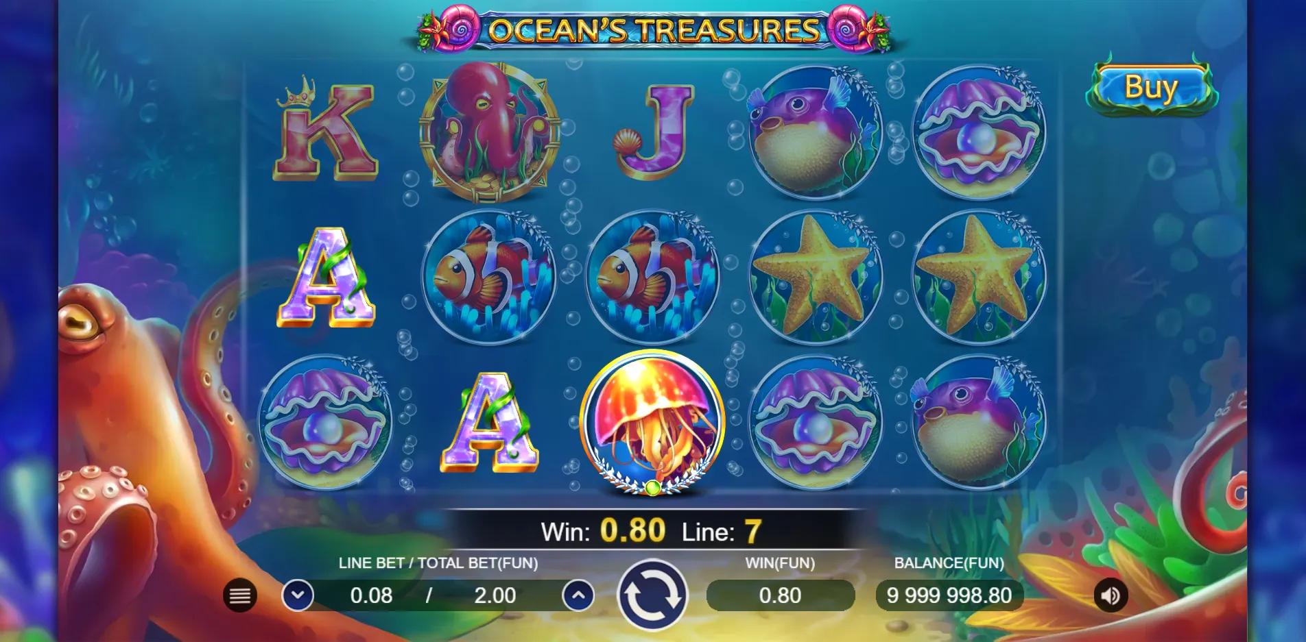 Ocean's Treasures slot gameplay screenshot