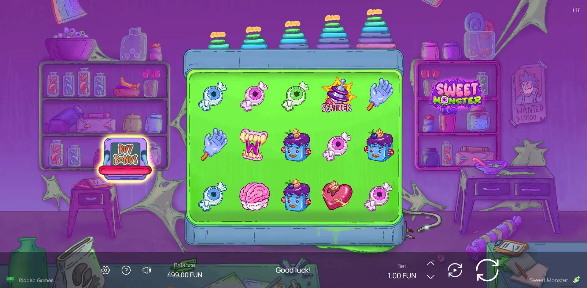 Sweet Monster slot gameplay screenshot