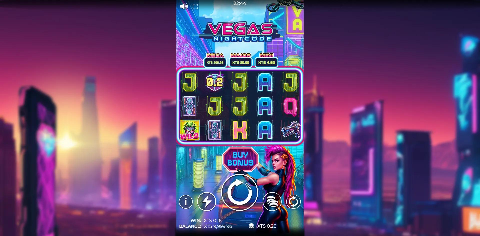 Vegas Nightcode slot gameplay screenshot