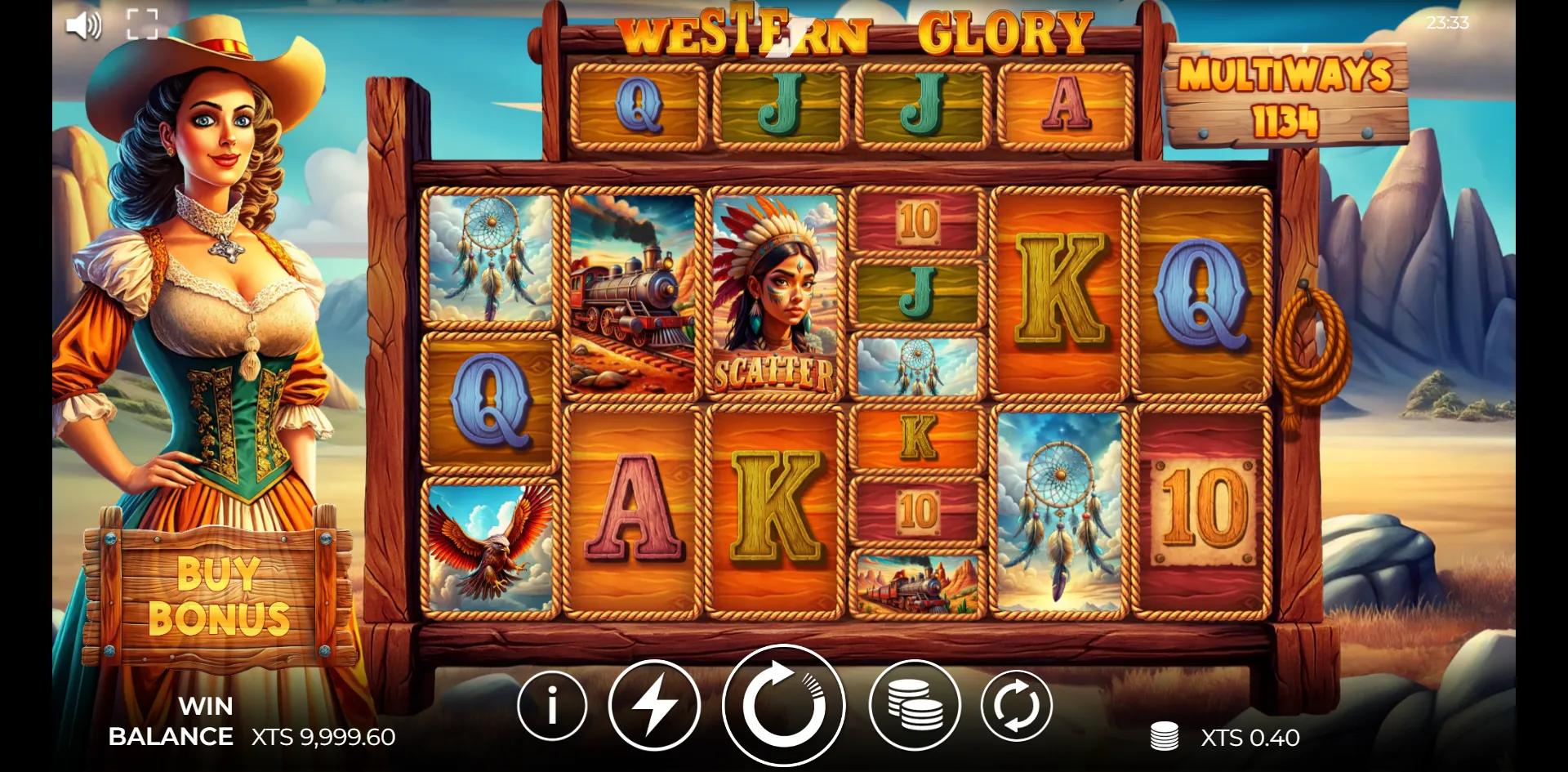 Western Glory slot gameplay screenshot